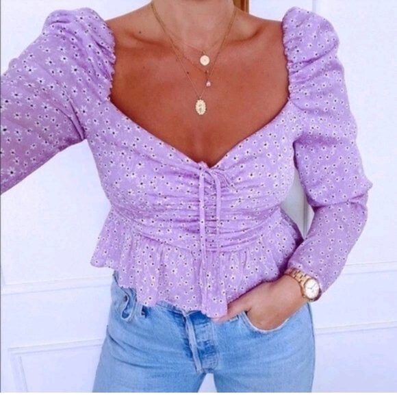 ZARA | floral lilac top tier print blogger fav sz LARGE - Picture 2 of 7